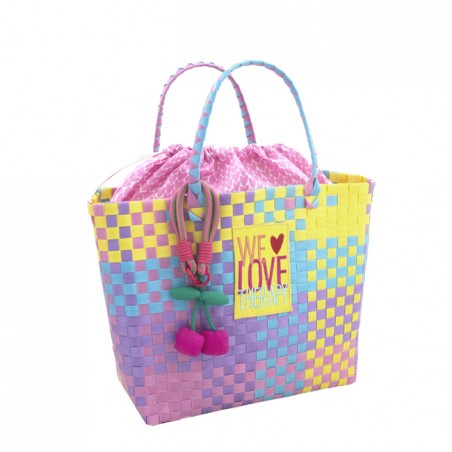 Cesto intrecciato maxi Love Therapy Rainbow, Baglicious