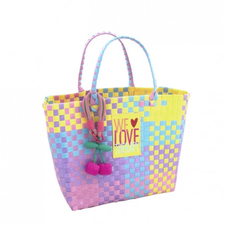Cesto intrecciato maxi Love Therapy Rainbow, Baglicious